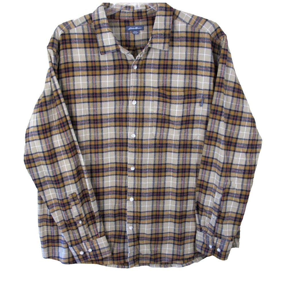 Eddie Bauer Button‎ Up Long Sleeve Cotton Bristol Flannel Shirt Men's XXL